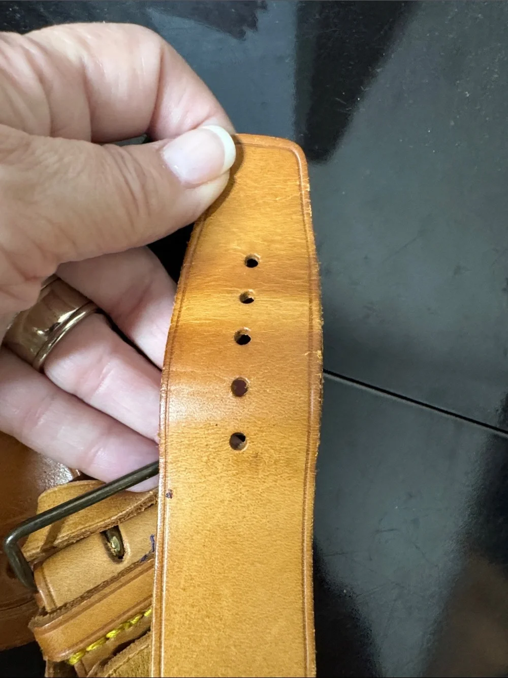 Louis Vuitton Original Brown Leather  Luggage Tag & Poignet Set